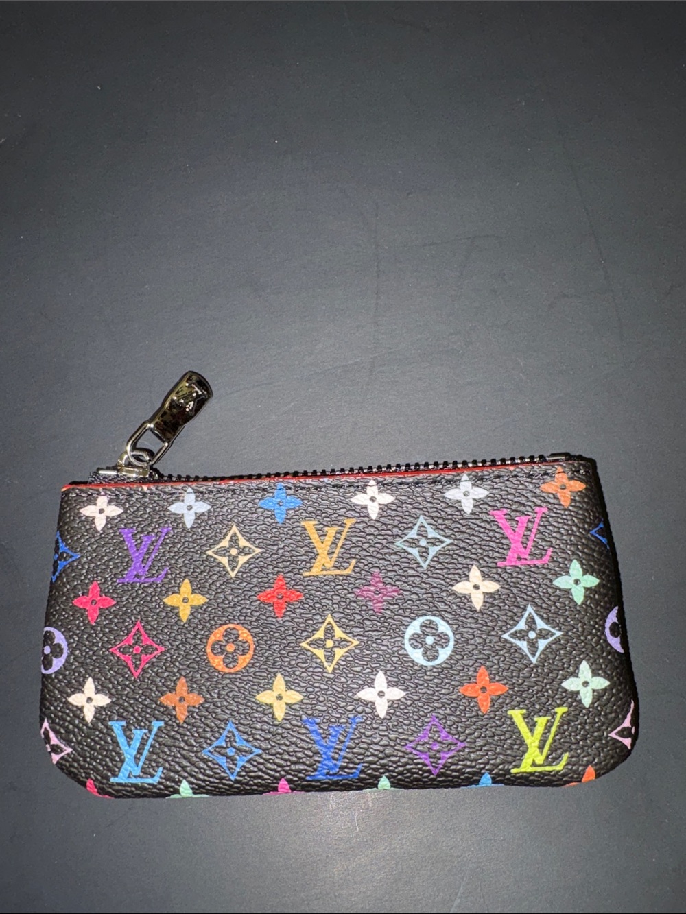 Designer Inspired Black Multicolor Monogram Key & Coin Pouch